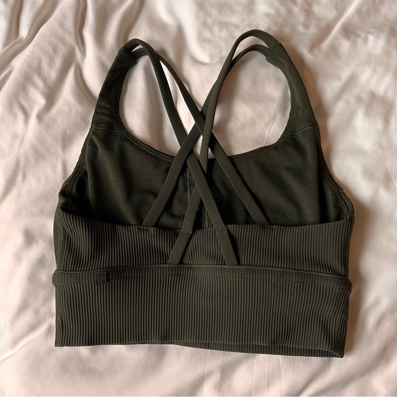 Lululemon Energy Longline Bra Ribbed Luxtreme B–D Cups - DARK OLIVE - Size 4 - Picture 2 of 4